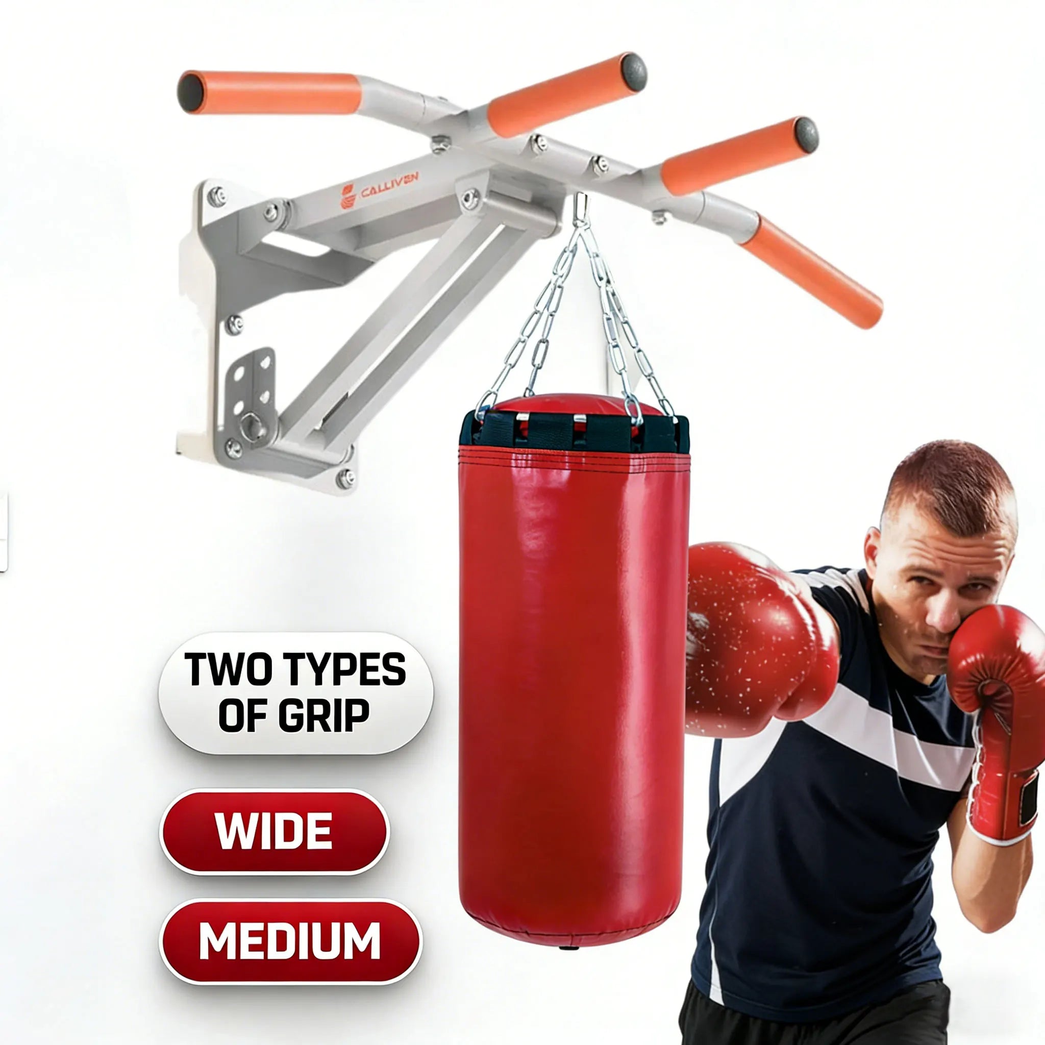 Pull Up Equipment, Home Indoor Horizontal Bar, Perforated Wall, Fixed Wall, Single and Double Bar, Sandbag Holder, Fitness Equip
